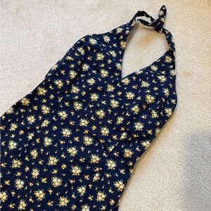 Vintage Ralph Lauren navy blue halter floral dress size 4